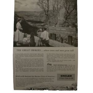 Vintage 1955 Sinclair Oil Great Smokies Ad Advertisement